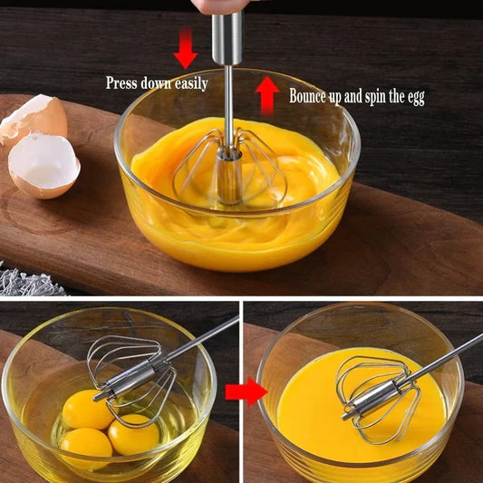 Handmixer aus Edelstahl, halbautomatisch, für Eier, manuell, Küchenzubehör, Rührgerät.