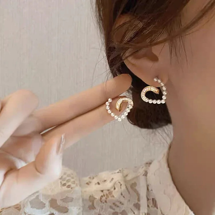 Damen Ohrringe Herzform Perlen Gold Schmuck elegant modisch Accessoire Geschenk