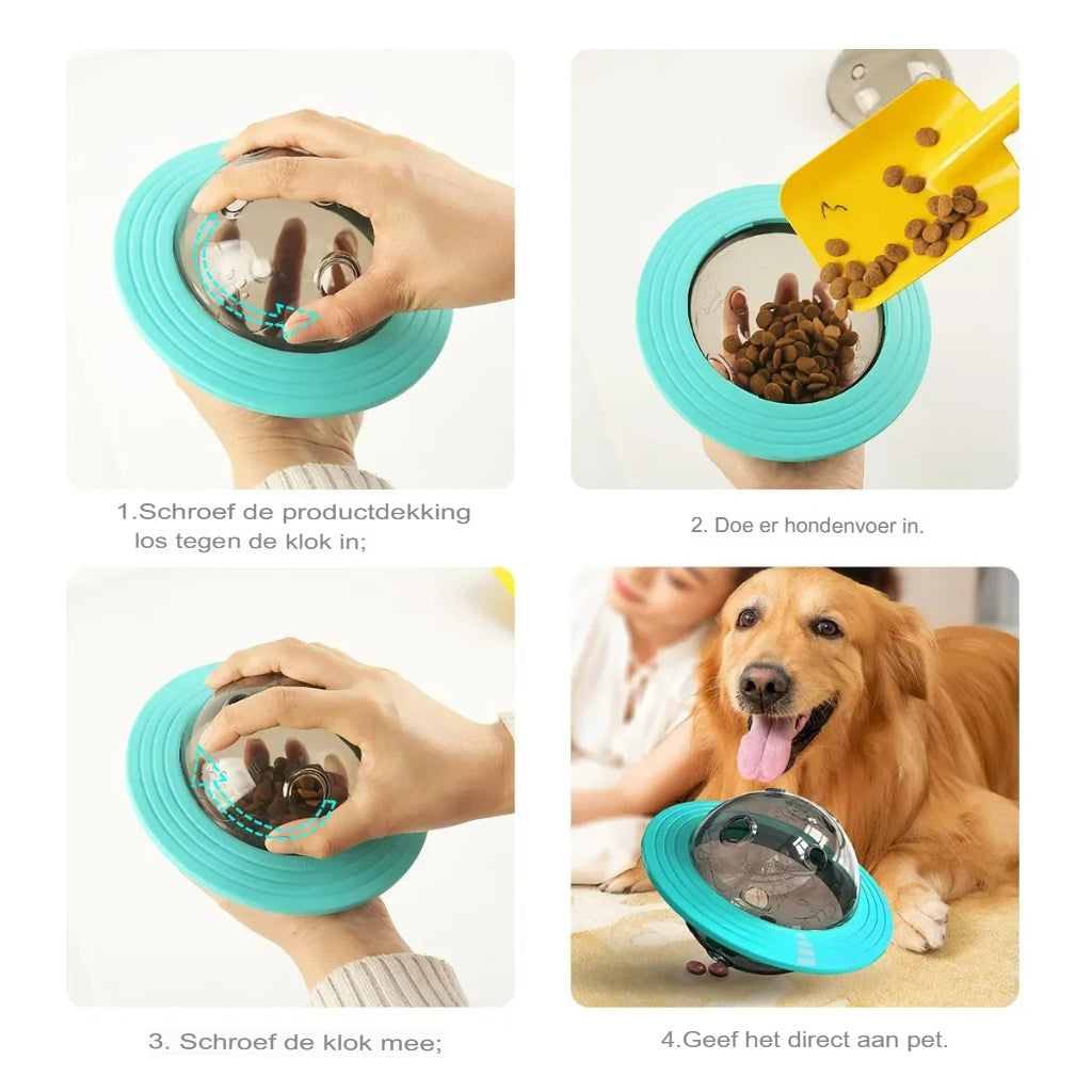 Hundespielzeug Futterspender, türkis, transparent, interaktiv, für Hunde, Futterball.