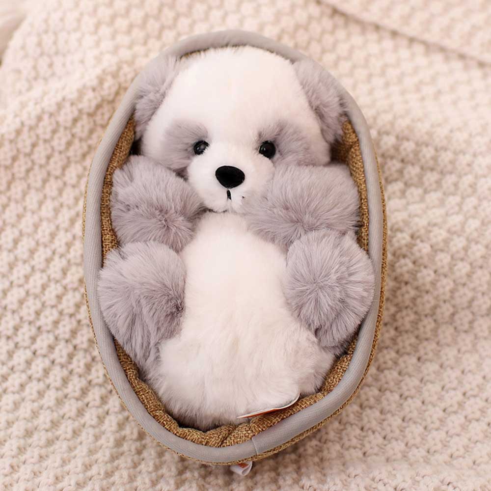 Plushpanda med avtagbar korg – mjukt stoppad och dekorativ – 20 cm
