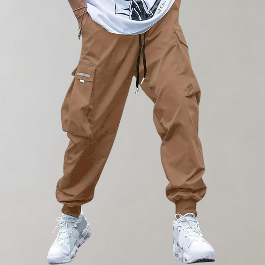 Khaki Cargohose für Herren, lässig, mit Taschen, Streetwear, Baumwolle, modisch.