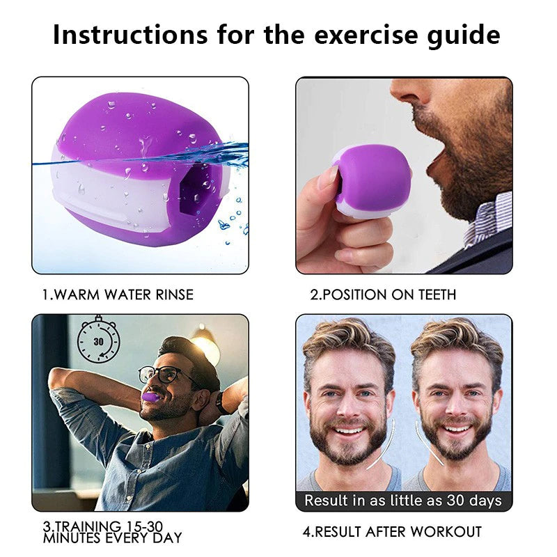 Lila Kiefertrainer für Gesichtsmuskeln, ergonomisch, zur Straffung, Fitnessgerät.