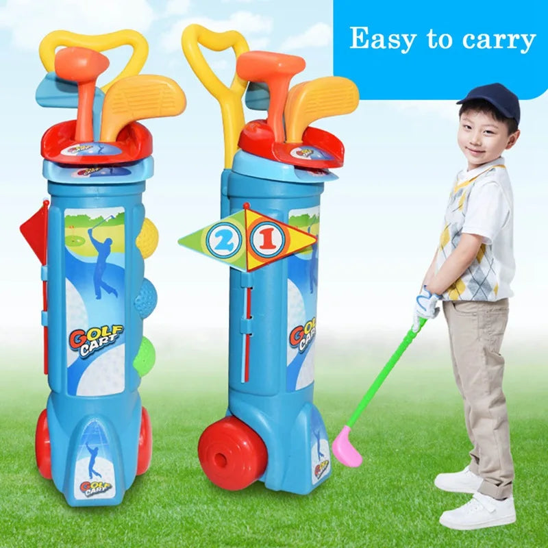 Kinder Golfset Spielzeug, bunt, Kunststoff, tragbar, Indoor-Spiel, Mini-Golf für Kinder.