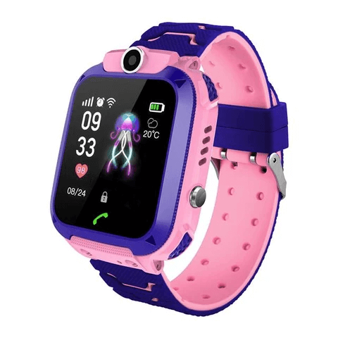 Smartwatch für Kinder, pink-blau, Touchscreen, Kamera, GPS, wasserdicht, Armband, digital.
