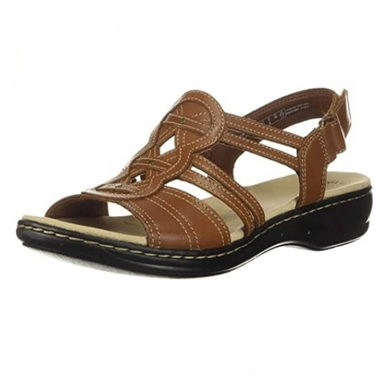 Braune Damen-Sandalen, Leder, bequem, stilvoll, Sommerschuhe, rutschfeste Sohle.