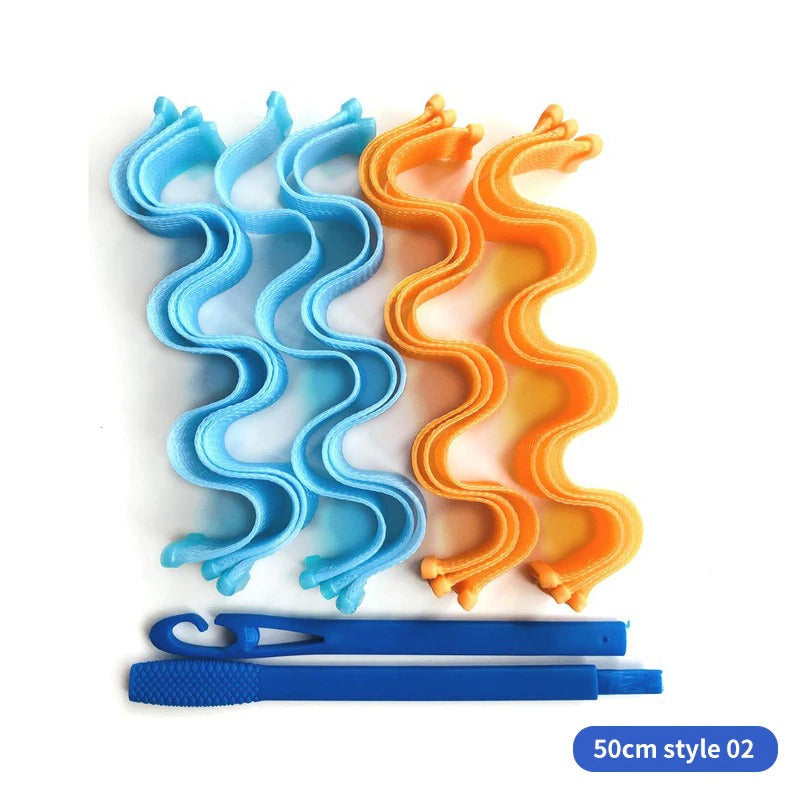 Lockenwickler Set, blau und orange, 50 cm, Styling-Werkzeug, Haarpflege, Lockenstab Zubehör