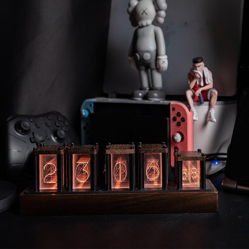 Vertikal LED-Nixie-skrivbordsklocka – Chronix