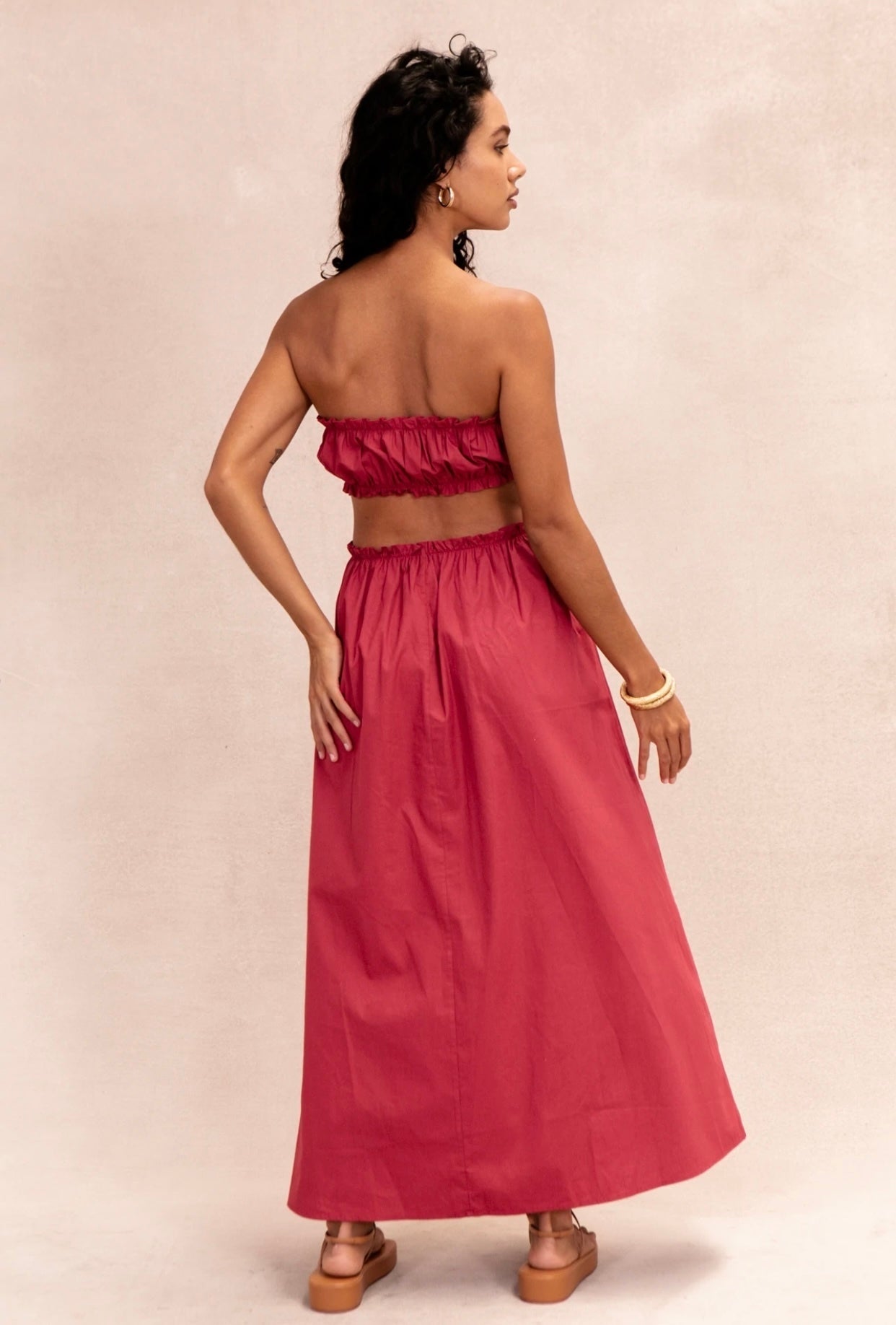 Rosa ärmlös Bohemian Chic-klänning med lös passform – Elira