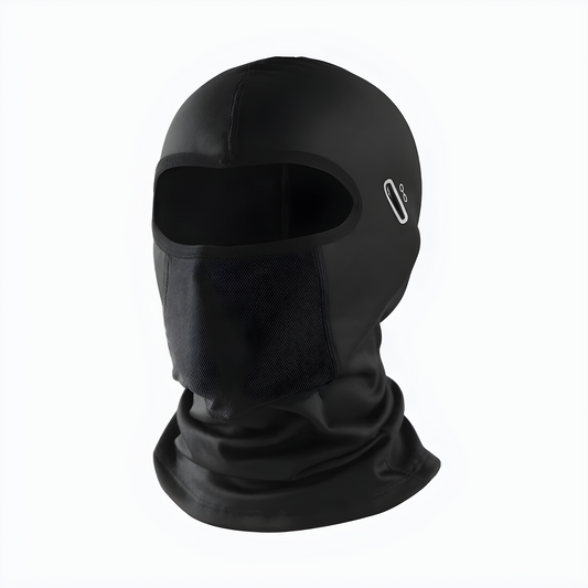 Schwarze Sturmhaube aus Neopren, winddicht, für Outdoor-Sportarten und Kälteschutz.