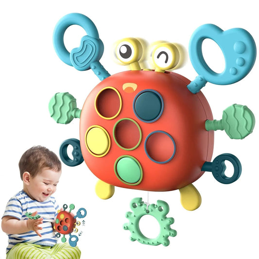 Buntes sensorisches Krabbenspielzeug für Kinder, motorische Fähigkeiten, pädagogisch.