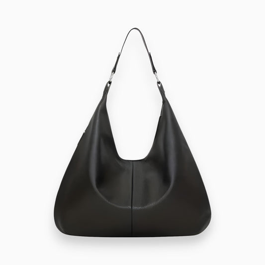 Schwarze Lederhandtasche, modisch, geräumig, für Damen, elegantes Design, Alltagsgebrauch.
