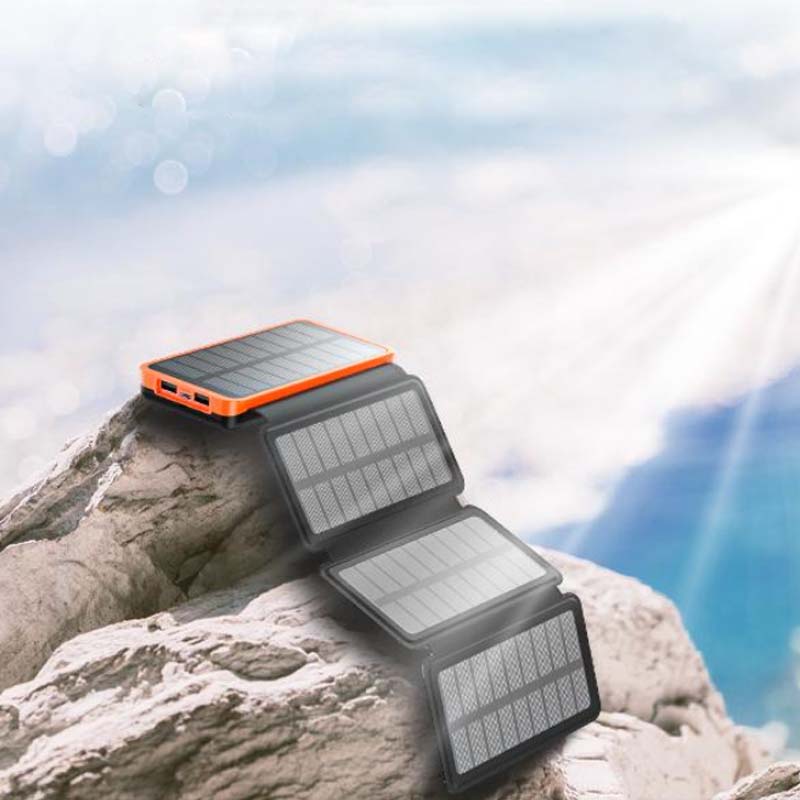 Solenergi-Powerbank med 4 paneler och 3 USB-utgångar – SunCore