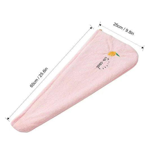 Rosa Turbie Twist Mikrofaser Haarhandtuch, 65x25cm, schnelltrocknend, bestickt mit Zitrone.
