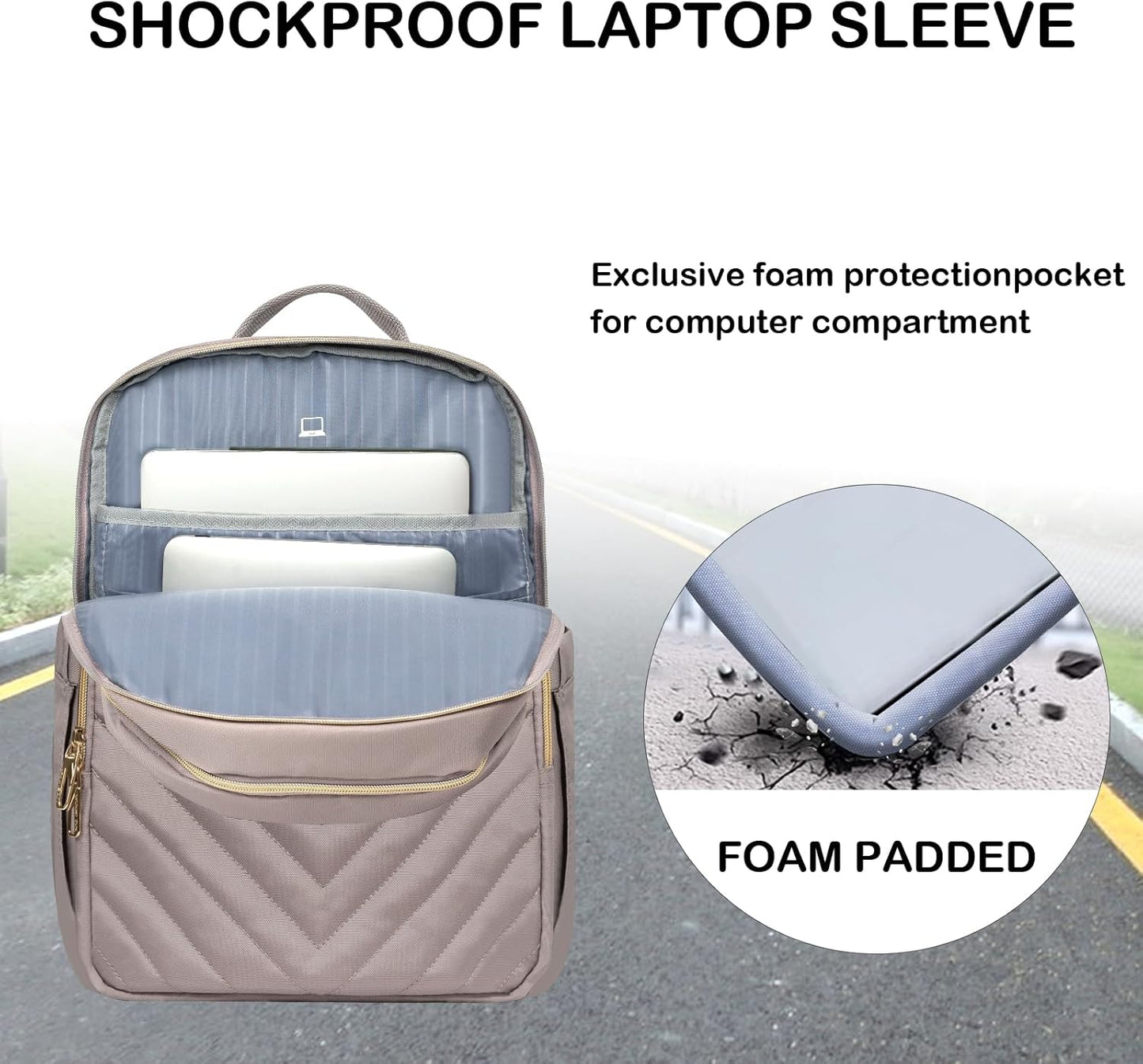 Lätt vattentät laptopryggsäck med USB-port – kompatibel med 15,6 tum