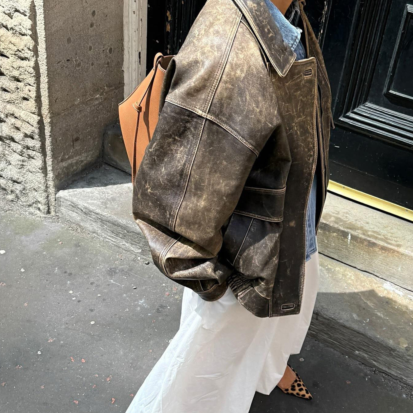 Kvinnors vintage läderjacka i retro-stil - Kayna
