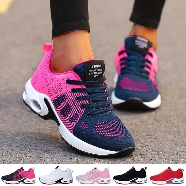 Damen-Laufschuhe, pink-blau, atmungsaktiv, leicht, Outdoor-Sneaker, modisch, sportlich.