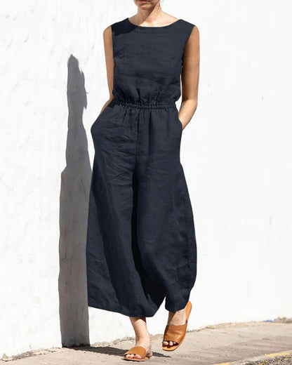Ärmlös jumpsuit med vida ben – Aurelia