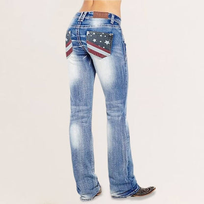 Damernas bootcutjeans med flaggdetaljer – Madison