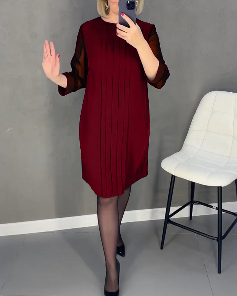 Elegant höstskiftklänning med mesh-detaljer – Gabrielle