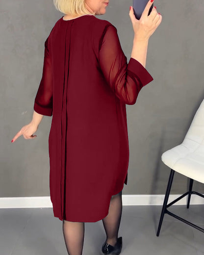 Elegant höstskiftklänning med mesh-detaljer – Gabrielle