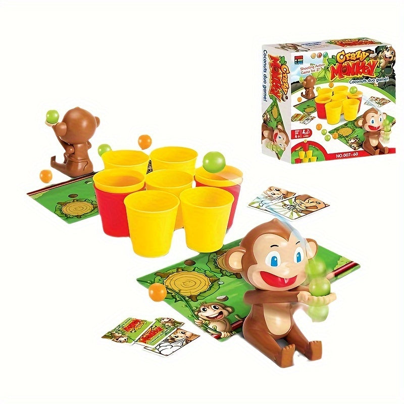 Spielzeugset Crazy Monkey, bunte Becher, Affenfiguren, Kinderspiel, lustiges Geschicklichkeitsspiel.