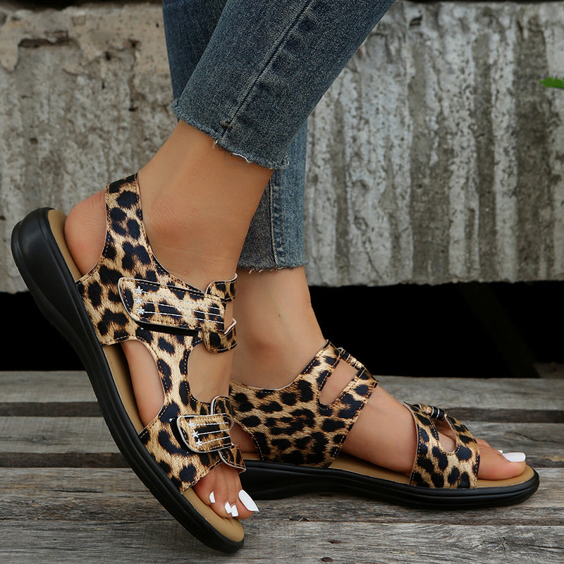 Avslappnade dam sandaler med kardborreband – Nina