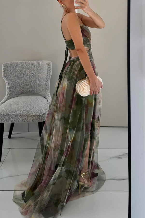 Elegant mesh-maxikjol med figurnära skärning – Camille i höstfägring