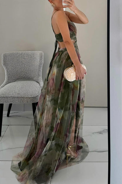 Elegant mesh-maxikjol med figurnära skärning – Camille i höstfägring