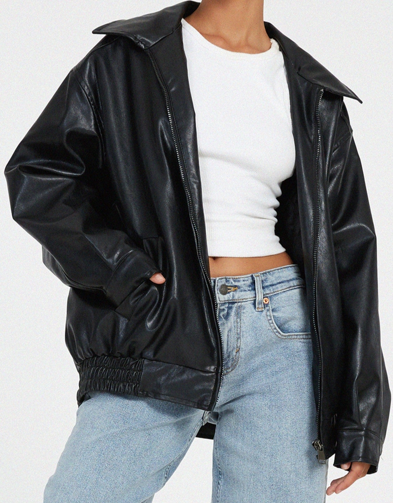 Oversized höstläder damsjacka – Yara