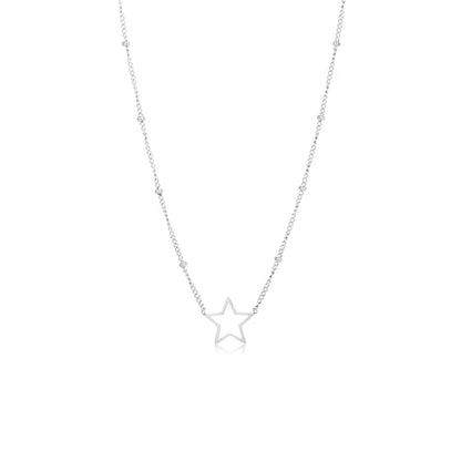 Silberne Halskette mit Sternanhänger, filigranes Design, Damen Schmuck, modisch, elegant.