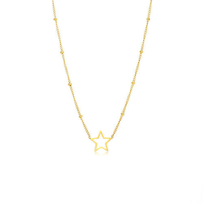 Goldene Halskette mit Sternanhänger, filigranes Design, Damen-Schmuck, modisch, elegant.