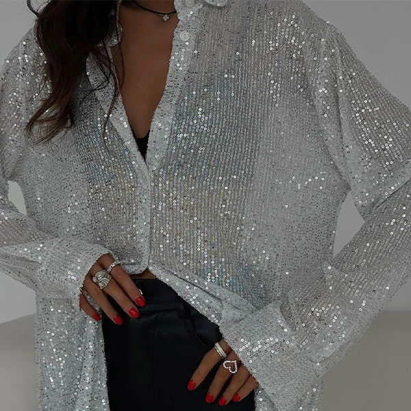 Lös blus med glittrande paljetter – Celeste