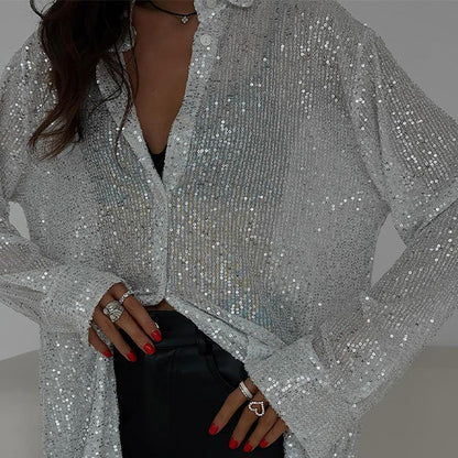 Lös blus med glittrande paljetter – Celeste