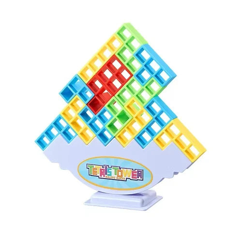 Buntes Tetris-Turmspiel aus Kunststoff, Balancespielzeug für Kinder, Lernspielzeug.
