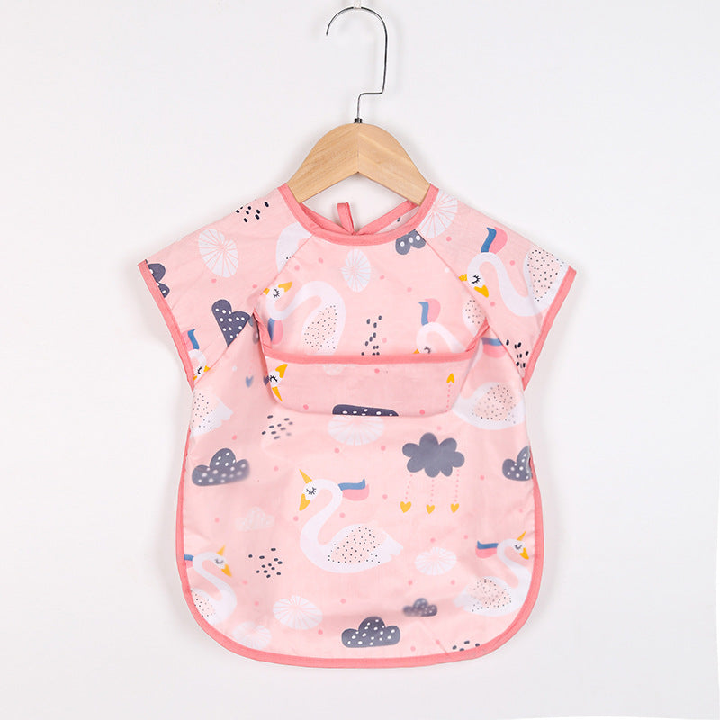 Rosa Baby-Lätzchen mit Schwanenmuster, wasserdicht, verstellbar, für Kleinkinder.