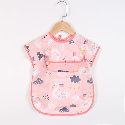 Rosa Baby-Lätzchen mit Schwanenmuster, wasserdicht, verstellbar, für Kleinkinder.