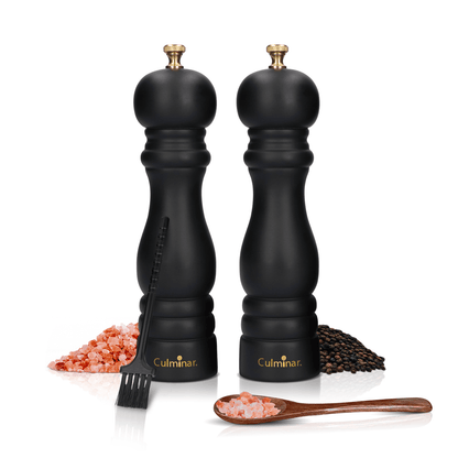 Schwarze Salz- und Pfeffermühlen-Set mit Himalaya-Salz und Pfefferkörnern, Culinar.
