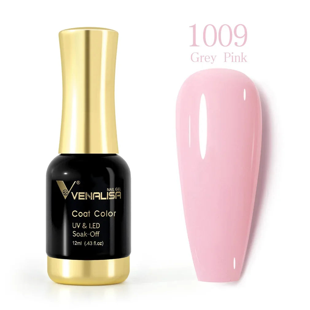 Venalisa Nagellack 1009, Grau-Pink, UV & LED, 12ml, Soak-Off, Flasche und Farbmuster.