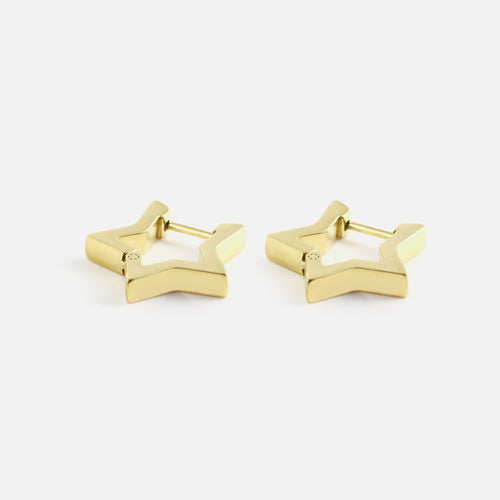Goldene Stern-Ohrringe, Edelstahl, modisch, Damen-Schmuck, glänzend, elegant, Accessoire.