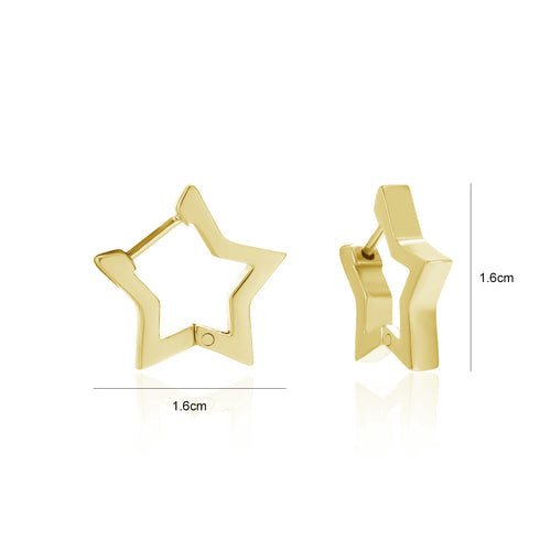 Goldene Stern-Ohrringe, 1,6 cm, modisch, Schmuck, Damen, Accessoire, Geschenkidee.