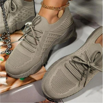 Andningsbara chunky-sneakers för dam med snörning – Saphira