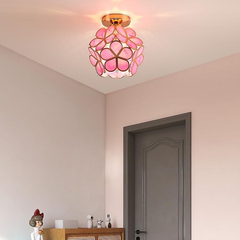 Rosa Deckenleuchte aus Glas, Blütenform, modernes Design, Wohnzimmerbeleuchtung.