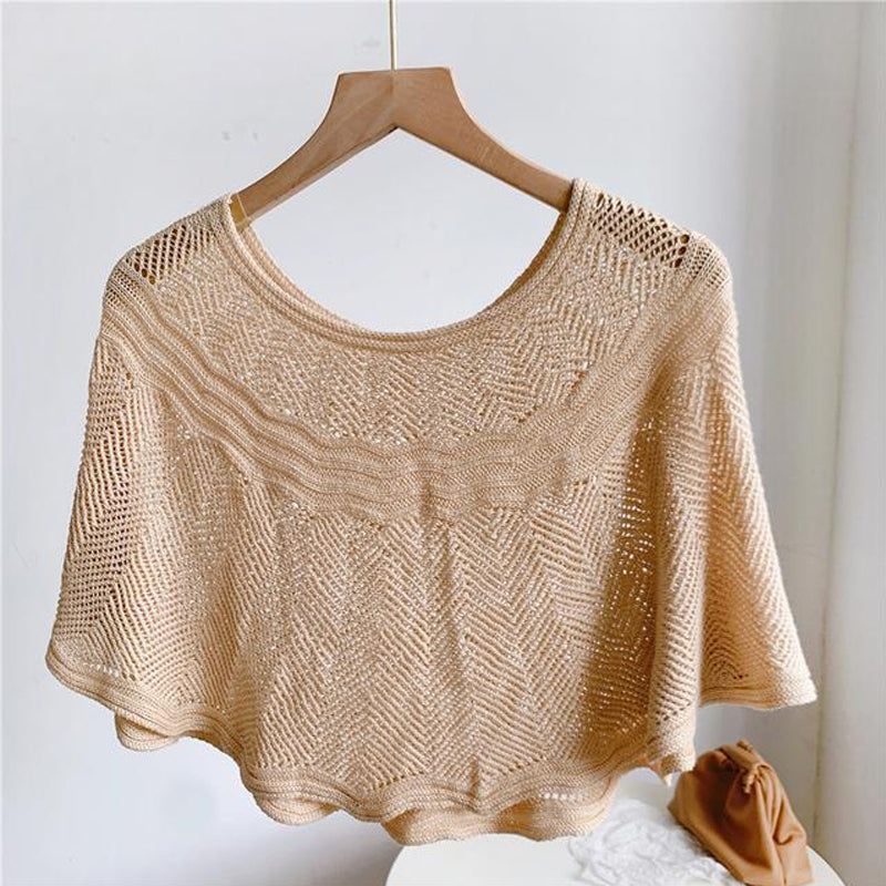 Damhalsduk i is-silke med stickad kant och UV-skydd – Amira