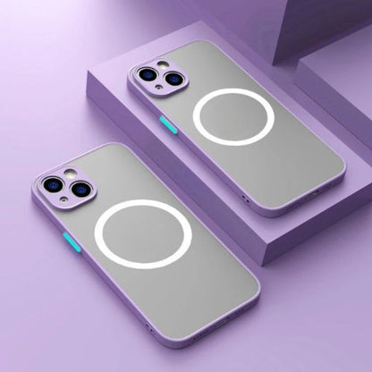 Matt magnetiskt mobilskal med MagSafe och fallskydd – 1+1 GRATIS