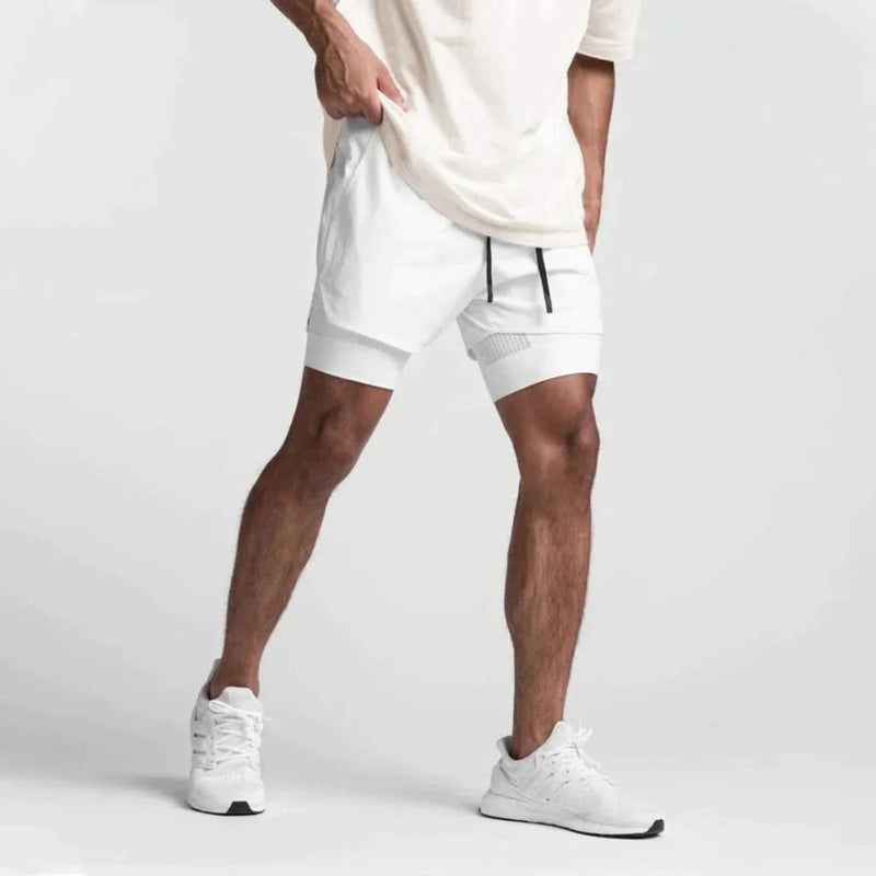 2-i-1 herrsportshorts, andningsbara med innershorts för träning - Noah