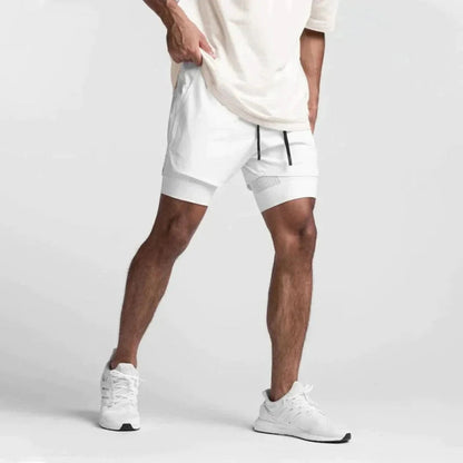 2-i-1 herrsportshorts, andningsbara med innershorts för träning - Noah