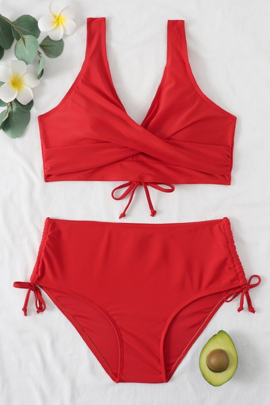 Färgglad bikini med drawstring och twist-detalj – Zaraï