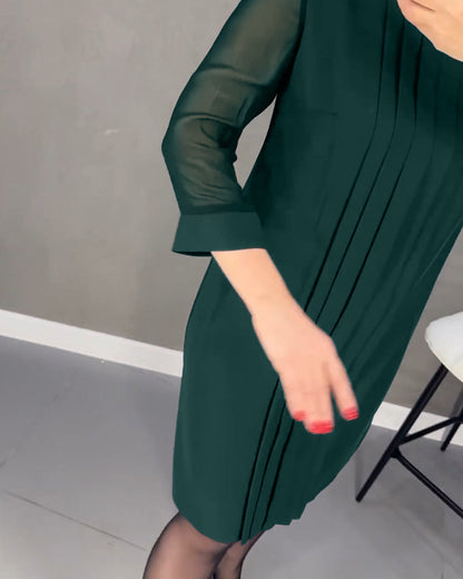 Elegant höstskiftklänning med mesh-detaljer – Gabrielle