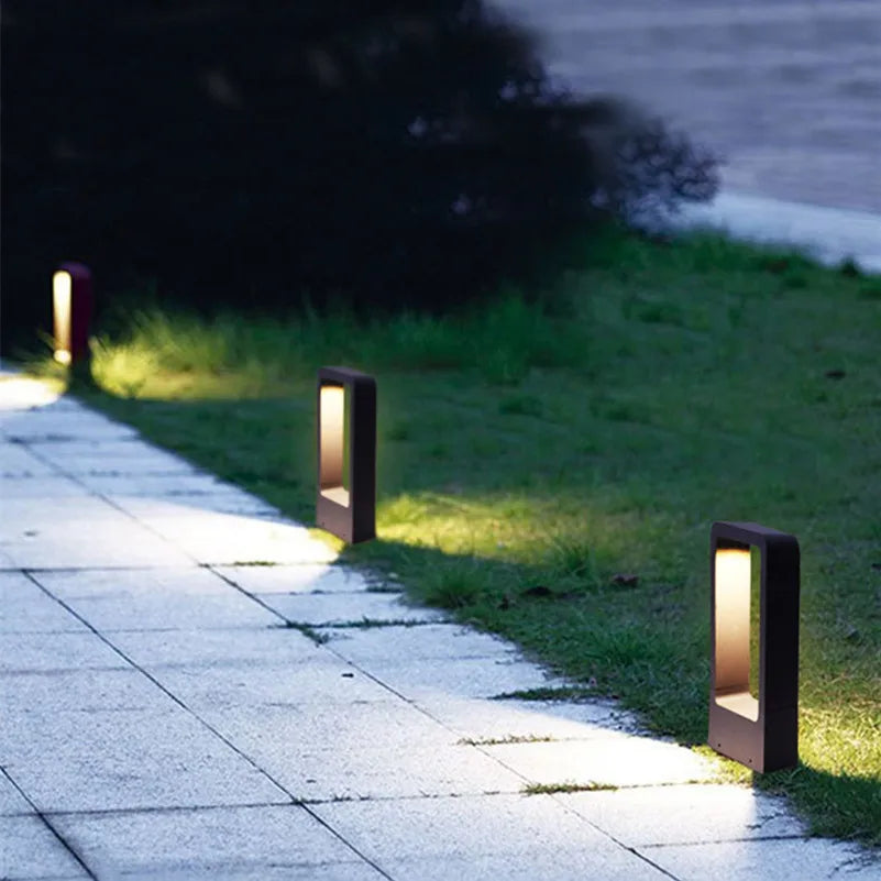Wasserdichte LED-Rasenlampe, 15W, COB-LED, Außenbereich, Gartenbeleuchtung, modern, schwarz.