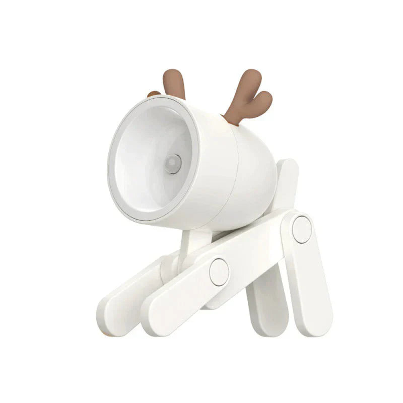Weiße LED-Tischlampe in Rentierform, modernes Design, Kinderzimmer-Dekoration.